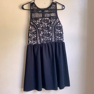 Black and Cream Crochet Dress